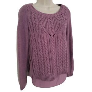 Anthropologie‎ MOTH Ella Women's Size S Mauve Layered Cable Knit Sweater Whimsy